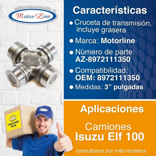 Imagen 2 de 10 de Cruceta Isuzu Elf 100 Chica Az-8972111350