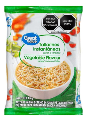 10 Pzas Sopa Instantánea Great Value Sabor A Vegetales 85 Gr