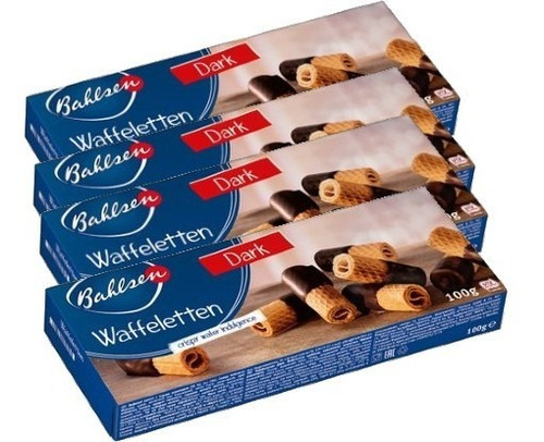 4x Biscoito Alemão Bahlsen Waffeletten Dark 100g