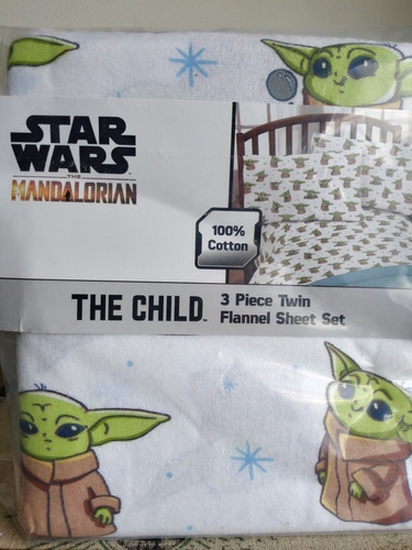 Juego De Sabana 100%algodón Bebe Yoda 3 Pza Twin