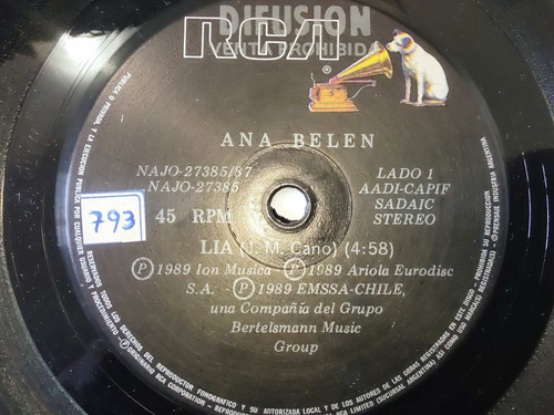 Vinilo Single De Ana Belen -ya No Puedo Parar ( A71