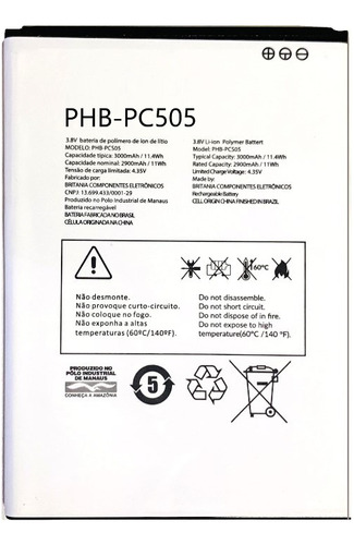 Bateria Para Philco Hit P8 Phb-pc505