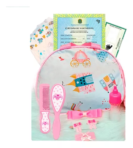 Tipo Boneca Bebê Baby Real Reborn Realista Bolsa + 28 Itens