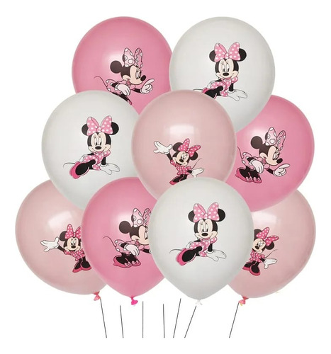 10 Globos Minnie Mouse Mix Diseños Envío Inmediato