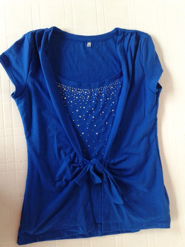 Remera Azul Con Tachitas, Impecable!