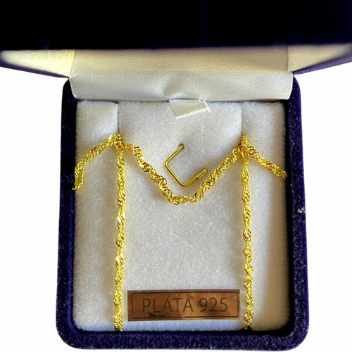 Imagen 3 de 3 de Collar Mujer Hombre Cadena De Plata 925 Dorada Singapur 60cm