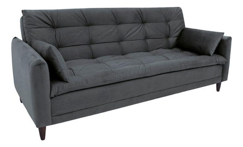Sofá-cama Casal 3 Lugares Holly Suede Grafite