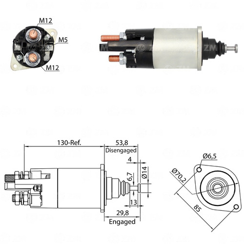 Solenoide Tipo 38mt 12v Caterpillar 3126 C7 Cummins Zm 840