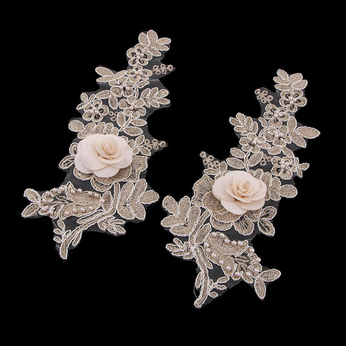 Cuello Escote Apliques De Encaje Tela Borde De , Oro