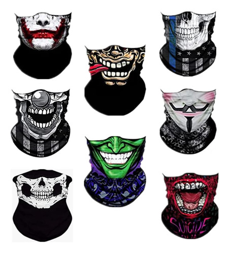 8 Pañuelos Tipo Bandana Con Diseño De Calavera, Color Negro,