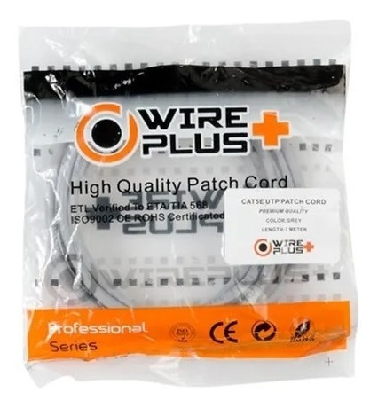 Cable Patchcord Wireplus Cat5e 2 Metros
