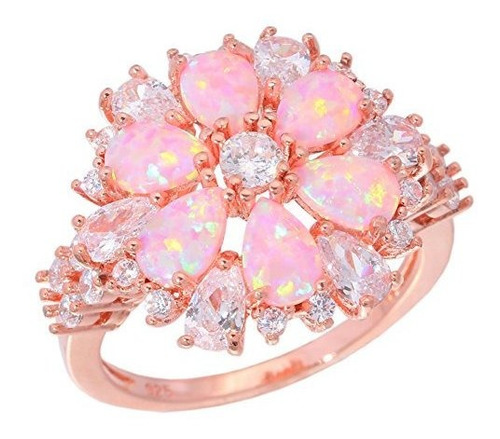 Cinily Pink Opal Circón Joyas Para Mujer Piedras Preciosas