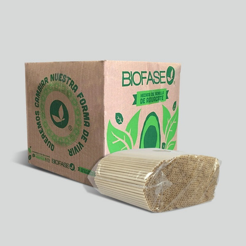 Popote Biofase A Granel 26cm Biodegradable Base De Aguacate