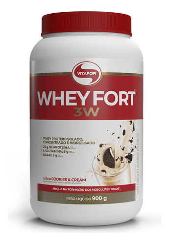 Whey Fort 3w - 900g Cookies & Cream - Vitafor