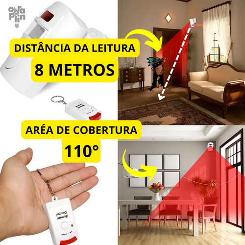 Kit Alarme Residencial Sensor De Presença S/ Fio Sirene