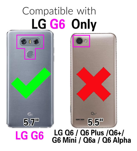 Asuwish Funda Para Teléfono Lg G6 Con Protector De Pantalla Azul.