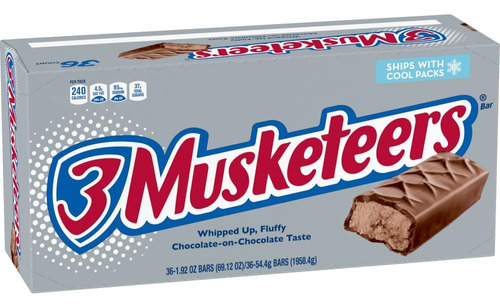 36 Pack 3 Musketeers Candy Bar Chocolate Importado 54 Gramos