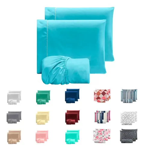 Jogo Lençol Casal 3pç 400 Fios Hipercal Conforto Macio Cor Azul-c...