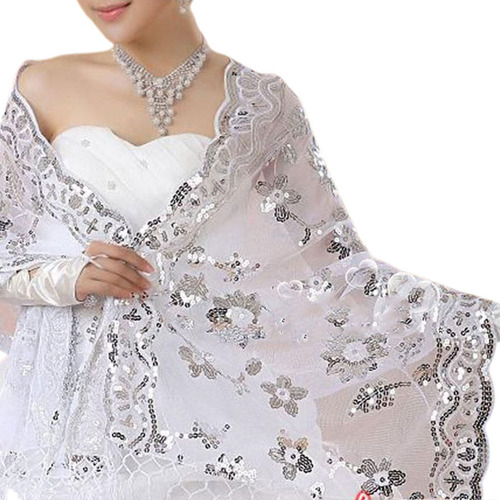 Vestido De Novia Cheongsam Para Mujer, Chal De Encaje Blanco