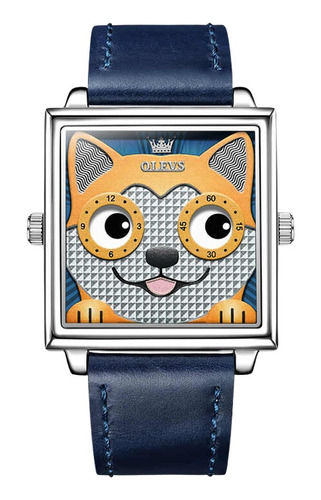 Reloj Unisex Olevs Bulldog Francés Shiba Inu En Su Empaque