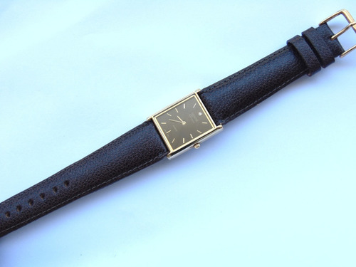 Relogio Classico Geneva Retangular Plaque Ouro Impecavel Pre