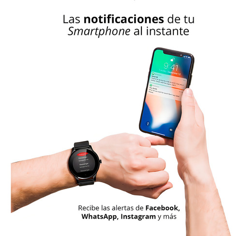 Smartwatch Reloj Inteligente Para Hombre Bluetooth Compatible Con Ios Android Microfono Integrado Pantalla High Definition 1.22 Pulgadas Llamadas Notificaciones Ritmo Cardiaco K88h Negro Redlemon