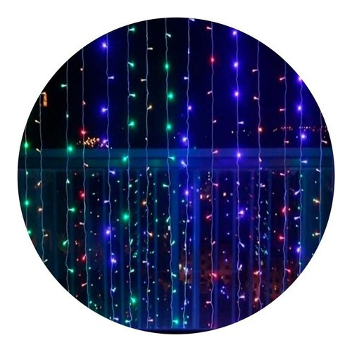 Cortina Lluvia Multicolor 144 Luces Led 2x1.2 Mts Navidad