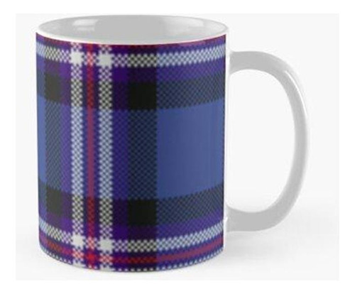 Taza Tartán De Rangers Escocia Fondo Azul Con Líneas Rojas B