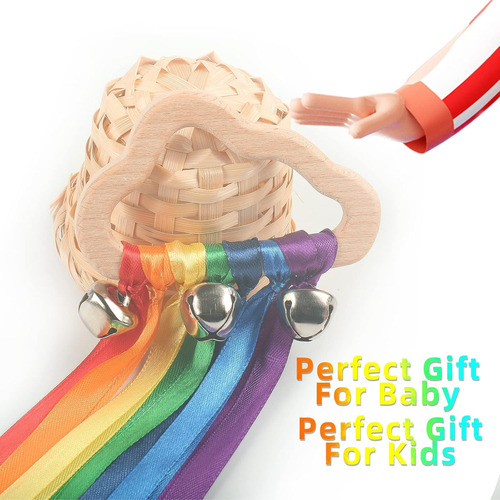 Meroco Rainbow Hand Kite Toys Bells, Rainbow Ribbon Juguete