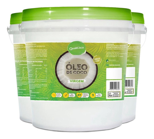 Kit 3 Óleo De Coco Virgem Qualicoco 3 Litros