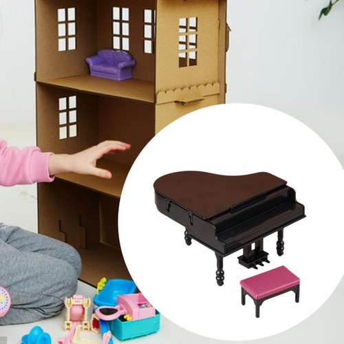Xfw3 Casa De Muñecas En Miniatura Con Piano, Mini Muebles,