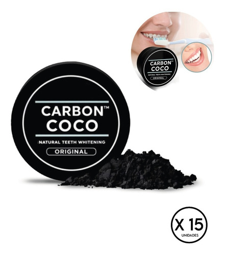 Imagen 1 de 10 de Blanqueador Dental Pack X15 Carbon Coco Reventa Estetica