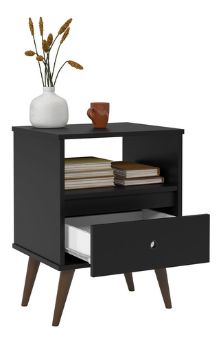 Imagem 4 de 5 de Kit Com 2 Mesas De Cabeceira Wood New - Preto