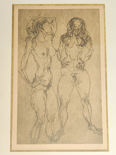 Flávio Carvalho Quadro Gravura Metal Mulheres Assinada 1972