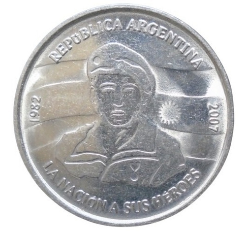 Argentina 2 Pesos 2007 Conmemorativa Islas Malvinas I3r#1