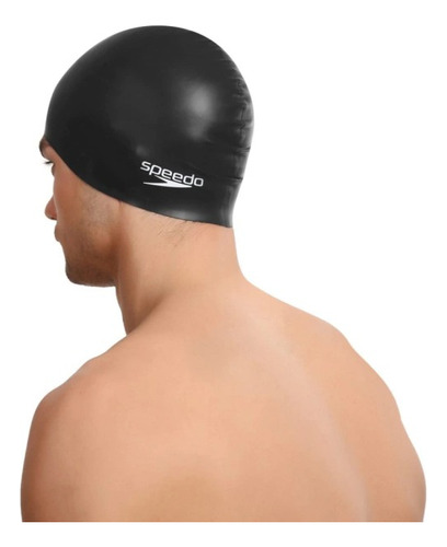 Gorro Natacion Speedo Plain Flat Junior Pileta Silicona Kids Color Negro Diseño De La Tela Liso Tamaño Unico