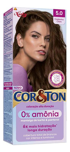 Coloração Alta Duração Cor&ton 0% Amônia Castanho Claro 5.0