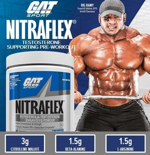 Imagen 3 de 3 de Pre Entreno Gat Nitraflex 300 Gramos 30 Servicios