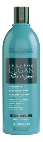  Shampoo Degan Detox Vegano Prohall 1000ml Limpeza Profunda