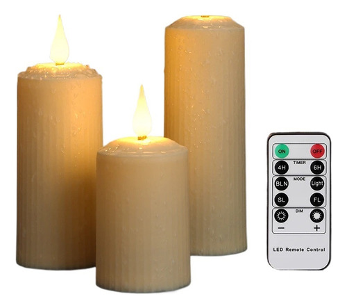 Led Velas Temporizador Temote Usb Recargable Vela Con