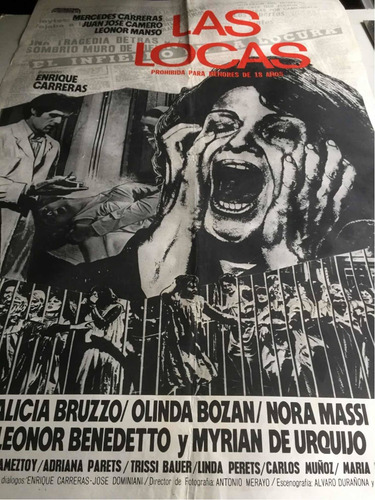 Poster Las Locas --m. Carreras Alicia Bruzzo Olinda Bozan (Usado)
