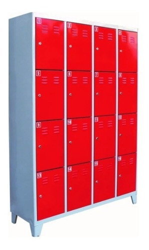 Locker 16 Puertas Metalico Con Cerradura Llave 50 Cm Prof.