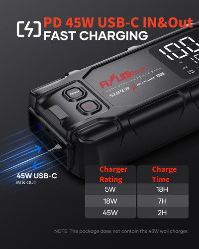 Arrancador De Batería 6000a 26800mah Con Carga Rápida Y Led