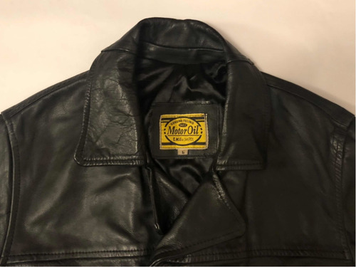 Campera Saco Chaqueta Cuero Motor Oil Talle L Negro