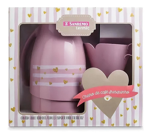 Imagem 2 de 7 de Bule Garrafa Termica 700ml + Brinde Suporte Filtro Sanremo