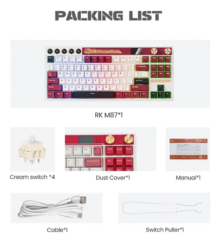 Teclado Mecánico Inalámbrico Español Rk Royal Kludge M87rojo