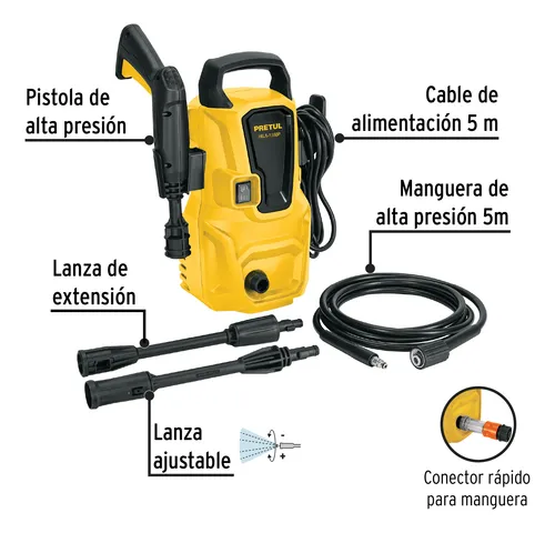 Hidrolavadora Eléctrica 1.6 Hp 1350 Psi Pretul 120 V 288 L/h