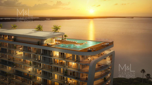 Departamento En Venta Cancún. Bvg Grand Island De 1 Recámara Vista Al Mar Y Laguna. Zona Hotelera