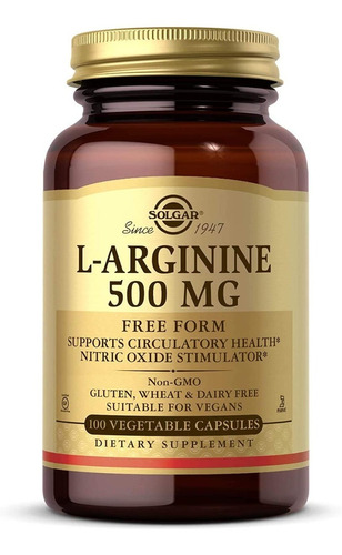 L-arginina 500 Mg Solgar 100 Capsulas Vegetales