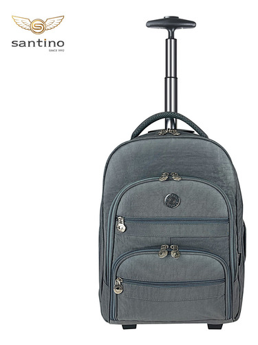Mochila Masculina Notebook C/ Rodas Feminina Santino Sac193u Cor Cinza